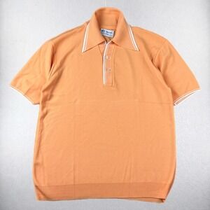 Vintage Kmart Polo Shirt Mens Large Orange Ban-Lon Nylon Short Sleeve Knit 70s